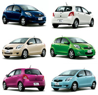 写真のボディーカラーは、左上からダークブルーマイカメタリック、ホワイト、グリーンマイカメタリック、ライトブルーマイカメタリック、レディッシュパープルマイカメタリック、ベージュパールマイカ。その他に、シルバーマイカメタリック、ミディアムシルバーメタリック、ブラックマイカ、スーパーレッドV、ペールオレンジマイカメタリックで、全11色が用意される。