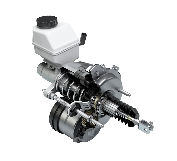 「iBooster」と呼ばれる、ボッシュのブレーキブースター。2022年後半から日本国内でも生産される。