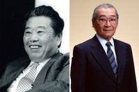 水冷エンジンの優位性を主張し、本田宗一郎と対立した久米是志（左）と河島喜好（右）。ともに、後に本田技研工業の社長を務めることとなった。