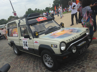 1980年代初頭の「タルボ・マトラ・ランチョ」。4WDムードを漂わせているが、「シムカ1100」のドライブトレインを用いたFF車である。今回のイベントには計2台が参加。