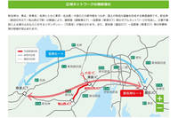 NEXCO中日本のホームページによれば、四日市JCT－亀山西JCT間の所要時間は最大で約25分の短縮が見込まれているという。