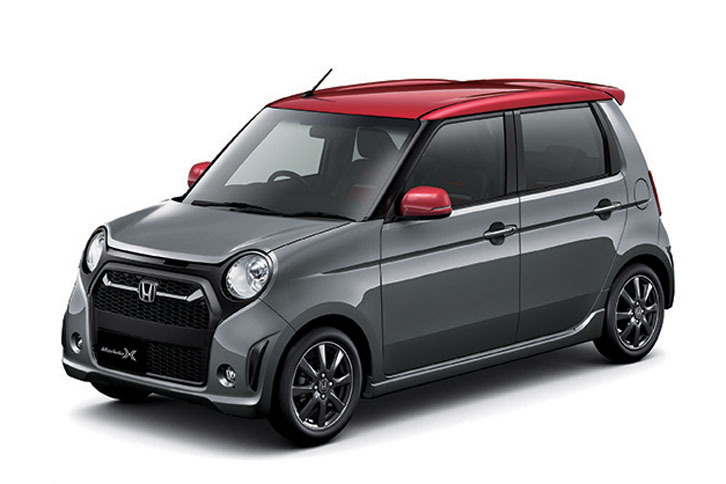 「N-ONEモデューロX」。ボディーカラーはシャイニンググレーメタリック＆レッド。