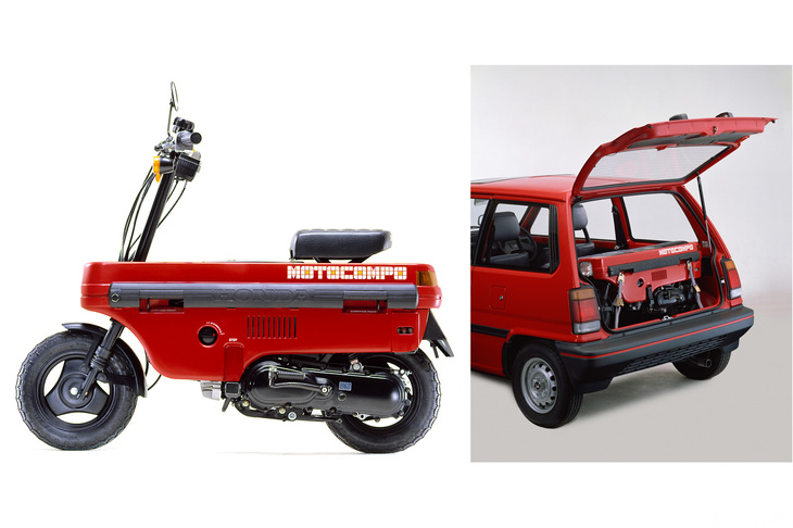 「モトコンポ」は同時に発売されたコンパクトカー「シティ」に積載が可能だった。