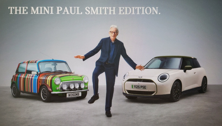 ジャパンモビリティショー2025に出展され話題となった、「MINIポール・スミスエディション」のイメージ。
