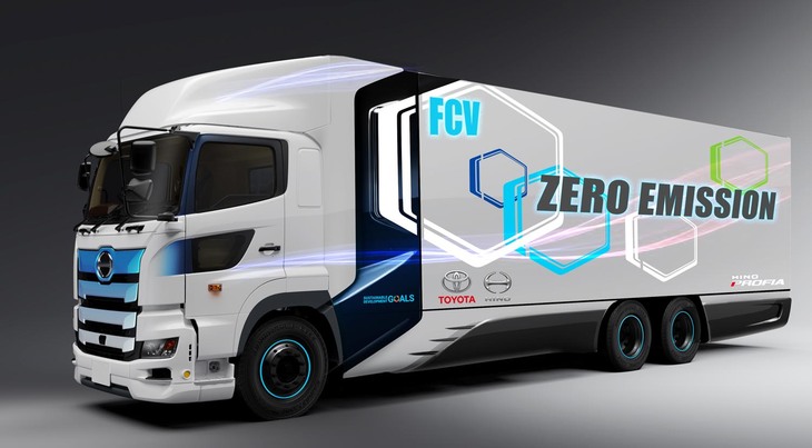 FCVは、大型輸送機器との相性がよいとされる。トヨタも乗用車型のFCVを生産する一方、2020年3月に、日野自動車と共同で燃料電池大型トラックを開発することを発表した。