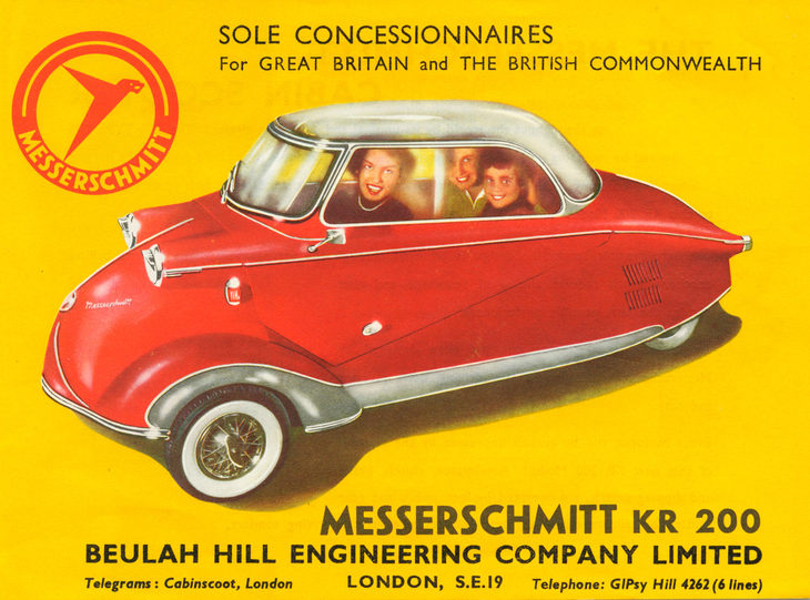 ドイツの航空機メーカー、メッサーシュミットが1955年にリリースした「KR200」。オープントップのカブリオレも用意されていた。（写真：Newspress）