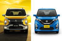 「三菱eKクロス」（左）と「日産デイズ ハイウェイスター」（右）のフロントマスク。