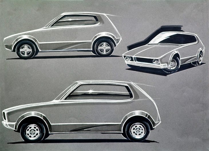 初代「シビック」のイメージスケッチ。