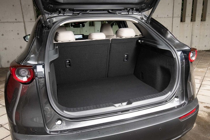 荷室の容量は5人乗車時で430リッター（写真）。最廉価グレードを除く全車に電動テールゲートが標準装備となる。