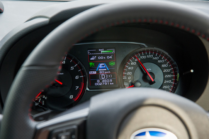 操舵支援機能については、路面の白線と前走車の動きの双方をもとに、ステアリングのアシスト量を判断している。