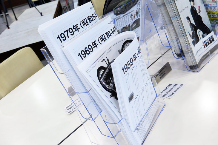 『月刊ホンダCB新聞』は1959年6月号と、1969年6月号、そして1979年6月号の3部が用意されていた。おのおの何があった年か、全部分かった人はかなりのCB通でしょう。