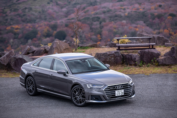 2018年9月に国内販売がスタートした「アウディA8」。2019年納入モデルから「プレディクティブアクティブサスペンション」がオプションで装備できるようになった。