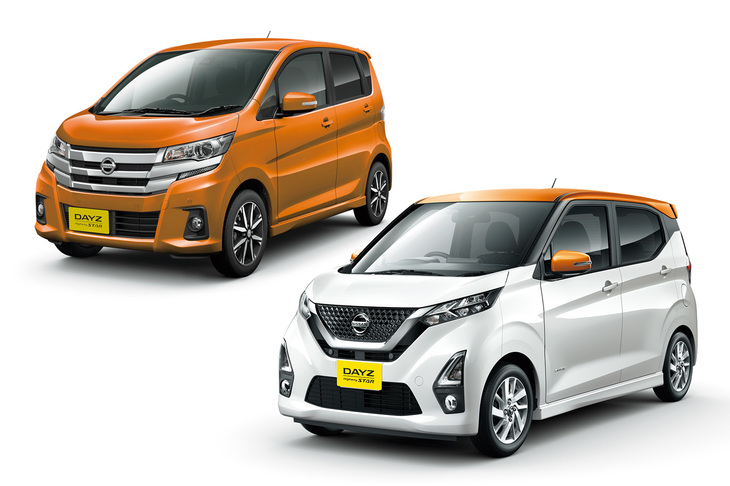 2013年6月に登場した「日産デイズ」（左上）は、2019年3月に新型（右下）にモデルチェンジしている。