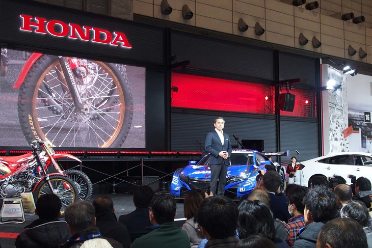 ホンダのモータースポーツ活動計画を紹介した本田技研工業執行役員の森山克英ブランドコミュニケーション本部長。