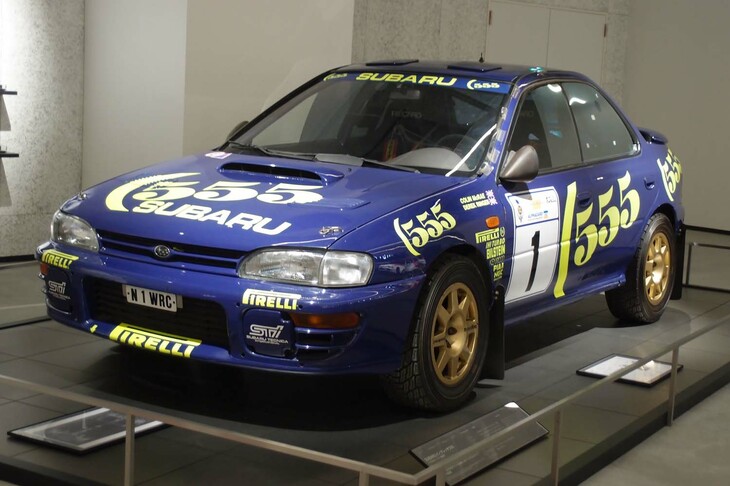 「スバル・インプレッサ555」。写真は1996年のアクロポリスラリー優勝マシン。