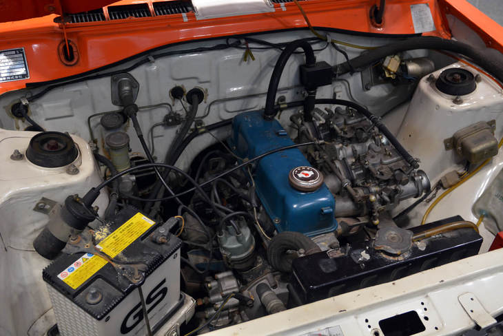 1972年式日産サニー1200クーペGX-5 特殊ツーリングカー（TS）仕様（エンジンルーム）