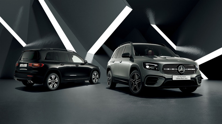 メルセデス・ベンツの「GLB180エディションブラックスターズ」（写真左）と「GLB200d 4MATICエディションブラックスターズ」（同右）。写真はすべて海外仕様モデル。