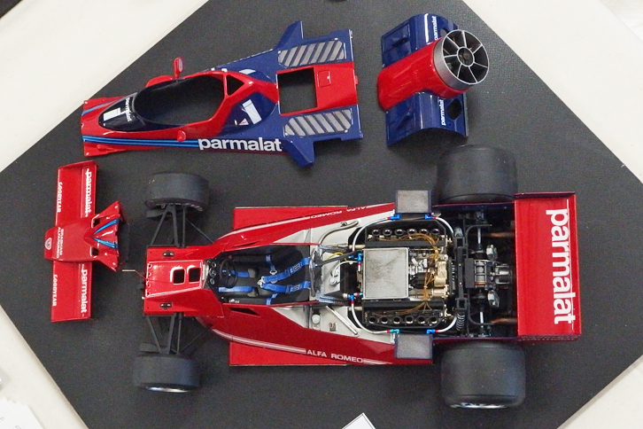 アオシマ製1/20「ブラバムBT46B」。鬼才ゴードン・マレーが設計した、F1史上に残る問題作の“ファンカー”である。ご覧のとおり作り込まれているが……。