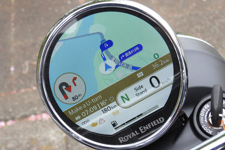 今回も大活躍だった「トリッパー」のナビゲーション。画面全体に地図が映されるのでとても見やすく、また右左折するポイントが近づくと、矢印の色が黄色、赤と変化して知らせてくれるのでわかりやすい。