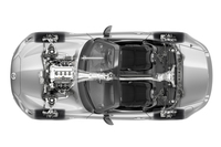 新型「ロードスター」のドライブトレインの透視図。
    