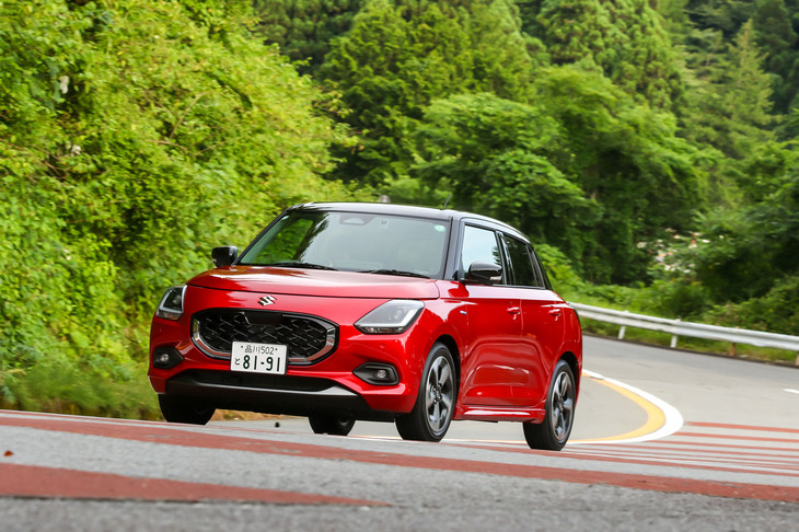 【スズキ・スイフト ハイブリッドMZのスペック】
	ボディーサイズ：全長×全幅×全高＝3860×1695×1500mm／ホイールベース：2450mm／車重：950kg／駆動方式：FF／エンジン：1.2リッター直3 DOHC 12バルブ／トランスミッション：CVT／エンジン最高出力：82PS（60kW）/5700rpm／エンジン最大トルク：108N・m（11kgf・m）/4500rpm／モーター最高出力：3.1PS（2.3kW）/1100rpm／モーター最大トルク：60N・m（6.1kgf・m）/100rpm／タイヤ：（前）185/55R16 83V／（後）185/55R16 83V（ブリヂストン・エコピアEP150）／燃費：24.5km/リッター（WLTCモード）／価格：216万7000円
	
	【取材時の燃費データ】
	テスト距離：211.2km（市街地1：高速道路7：山岳路2）／使用燃料：11.2リッター（レギュラーガソリン）／参考燃費：18.9km/リッター（満タン法）／17.4km/リッター（車載燃費計計測値）