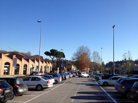 シエナの無料駐車場で。景気を反映してか、グレー、黒、白といった保守的なボディーカラーばかりである。