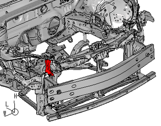 「UX」の最新モデルに加えられたラジエーターサポートブレース。