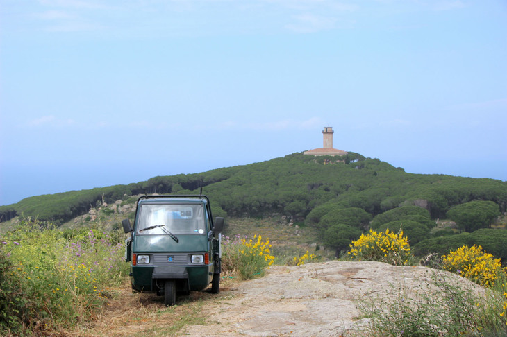 ヴァッカレッチェ灯台をのぞむ丘で。