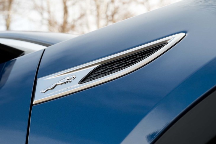 フロントフェンダーにはジャガーマーク入りのシルバーの装飾があしらわれる。
