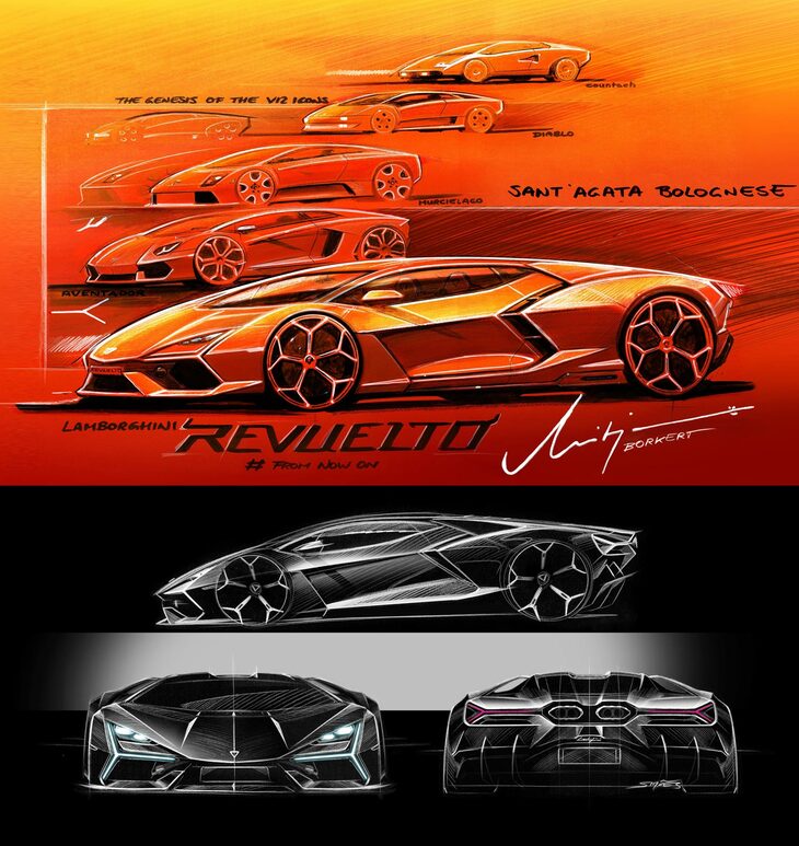 デザイン部門の統括責任者である、ミティア・ボルケルト氏の手になる「テメラリオ」のデザインスケッチ。