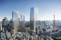 こちらは麻布台ヒルズの完成予想CG。約8.1haの計画区域に約2万4000m²の緑が広がり、延床面積約86万1700m²の空間にオフィスや住宅、商業施設、文化施設、教育機関や医療機関など多様な都市機能が集約されるという。