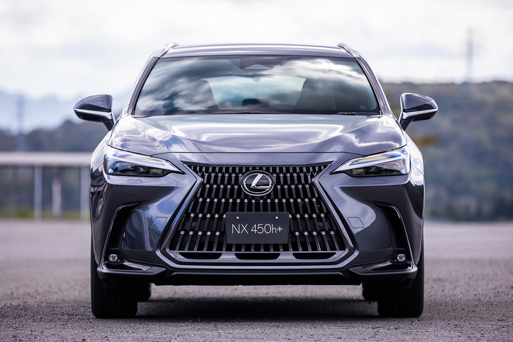 新型「NX」のフロントビュー。ベースグレードや「バージョンL」のフロントグリルには、やや珍しい縦方向の変則ハニカム模様（U字模様？）が用いられている。（写真：花村英典）