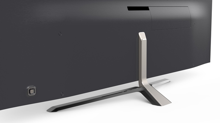 それを別の角度から見る。ちなみにテレビ本体の背面も、フラッシュサーフェイス化が試みられている。