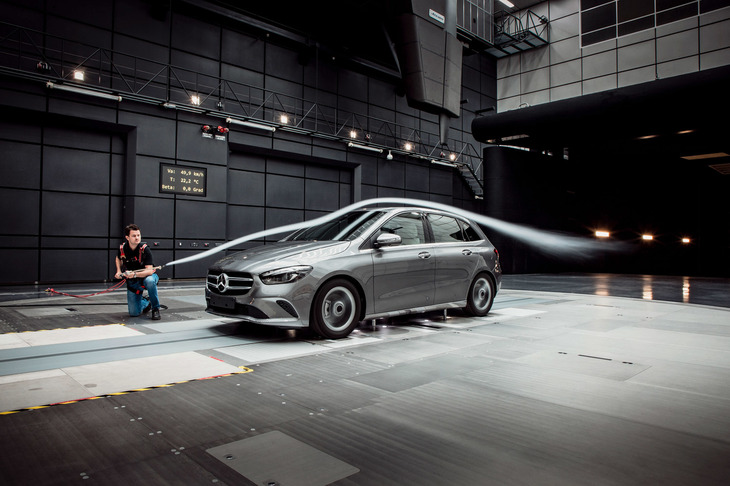 風洞実験の様子。