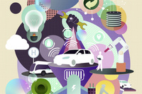 フォルクスワーゲンが作成した、コネクテッドカーと電動化モビリティーのイメージ。