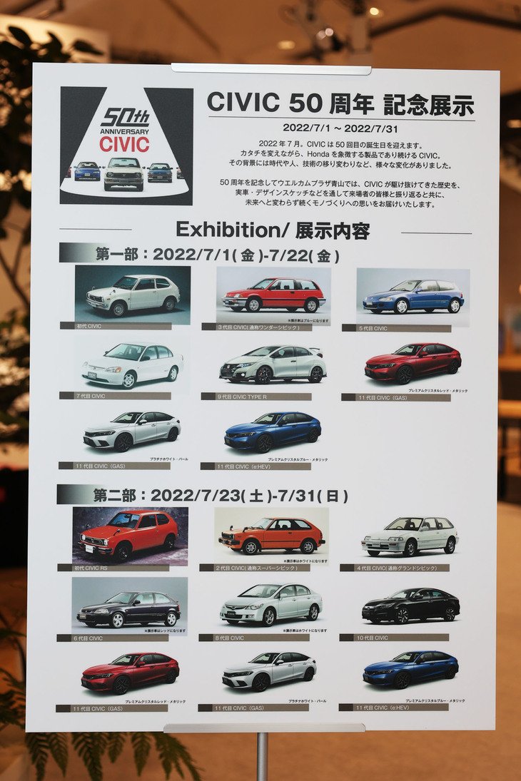 期間中、第一部と第二部の展示車両。