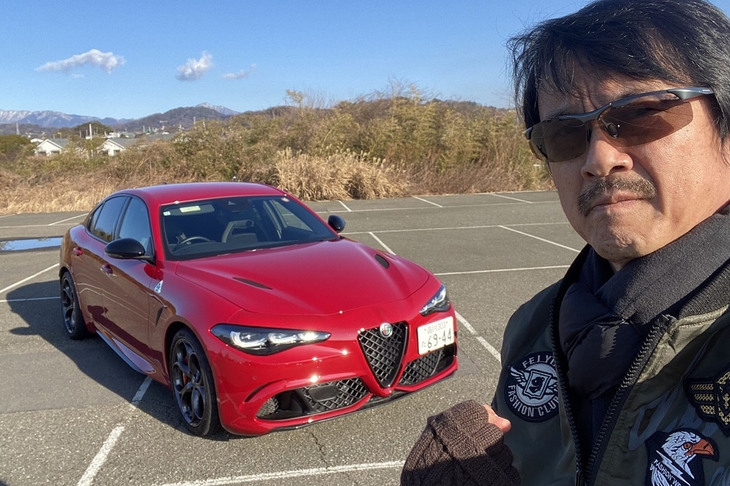 神奈川・大磯ロングビーチ大駐車場で開催された日本自動車輸入組合（JAIA）の報道関係者向け試乗会で、7年ぶりにアルファ・ロメオの高性能セダン「ジュリア クアドリフォリオ」のステアリングを握った。その印象やいかに。