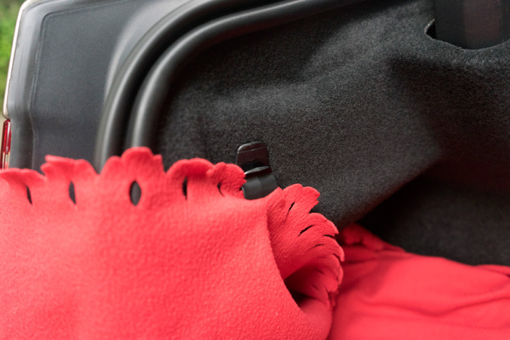 養生を固定するのに使用した、トランクルーム内のフック。本来の用途はなんなのだろう？