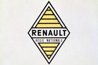 第2次世界大戦後、ルノーは国有化され、1990年まで公団としてフランス政府によって経営がなされた。写真はルノー公団（Regie Nationale des Usines Renault）時代のロゴ。