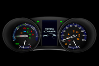 ハイブリッド車用の2眼式メーター。