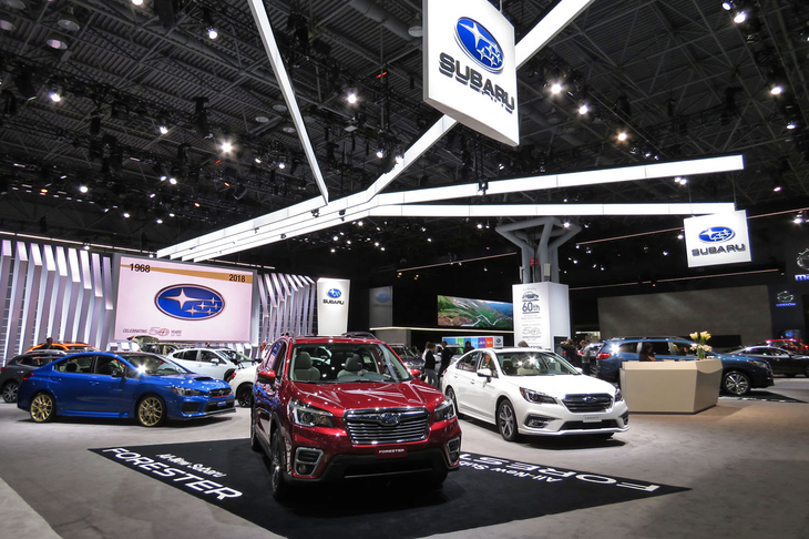 ニューヨーク国際自動車ショーにおけるスバルブースの様子。