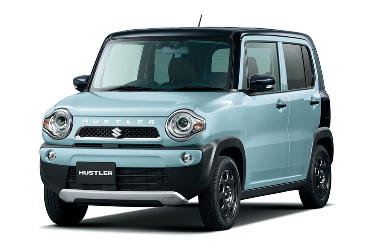 「スズキ・ハスラー タフワイルド」。ボディーカラーは「オフブルーメタリック×ブラック」。