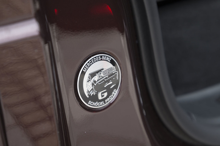 優れたオフロード走破性を有することを示す、Bピラー部のエンブレム。