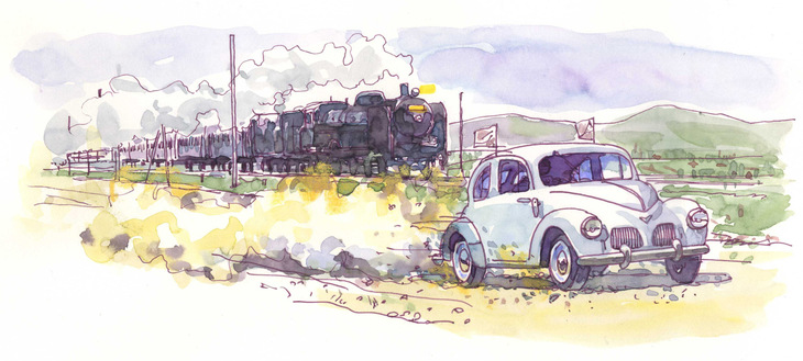 「トヨペットSA型」の実力を訴求すべく、トヨタは1948年に急行列車との競走というイベントを実施。見事に勝利してみせた。