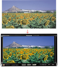 新技術の投入で画質を大幅向上。
（上）元画像ソース
（下）液晶AIとダイナミックコントラスト制御によって美しい描画を実現した。