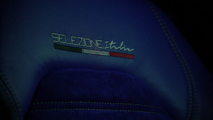 シートのバックレストには、プロジェクトの名称である「Selezione Italia」の刺しゅうが。