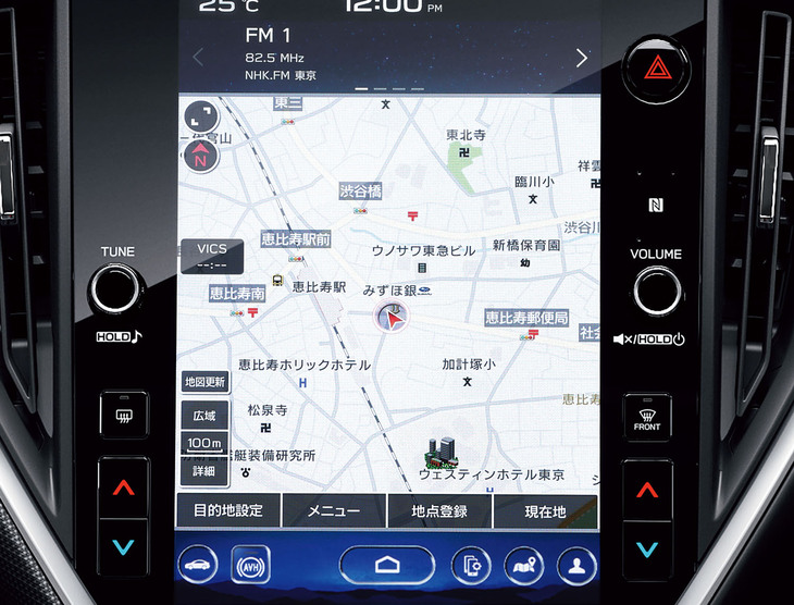 11.6インチセンターインフォメーションディスプレイの画面下部にAVHボタンを移設した。
