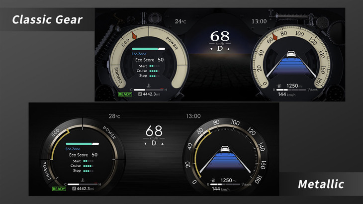 新たに設定された「クラシックギア」（上）と「メタリック」（下）。