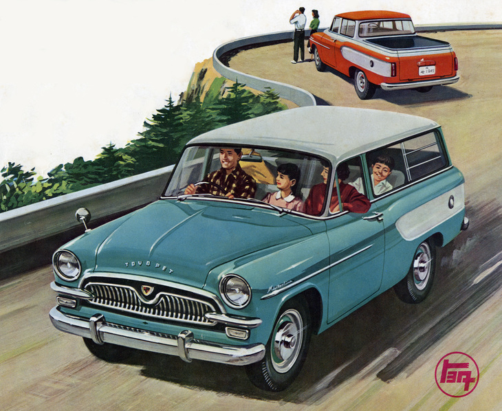 マイナーチェンジで「クラウン」ベースとなった新型「トヨペット・マスターライン」（RS26系）。ラインナップは従来どおり2ドアバンおよび、シングルシートとダブルシートのピックアップ。