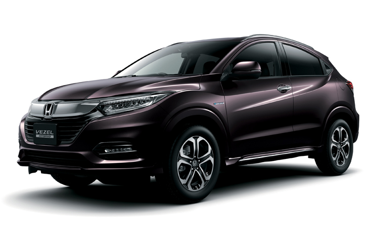 「ホンダ・ヴェゼル ハイブリッドZ・Honda SENSING」。写真のボディーカラーは新色のオーロラアメジスト・メタリック。